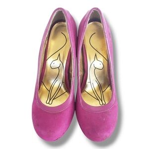 #250 Baby Phat Womens Pink Purple Round Toe Suede Pumps Heels Size 6.5 CHANCE